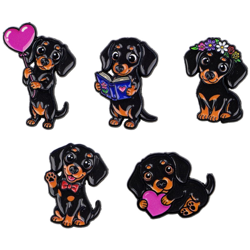 Cosplay Prop Bag - 5pcs Set Pin Enamel Dachshund Lucu