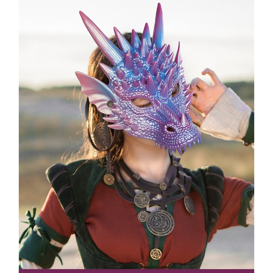 Masker naga biru mutiara 3D ce - Cosplay Prop Blueprints ulasan dan harga